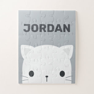 Niedliche kleine Katze mit Personalisiertem Namen Puzzle