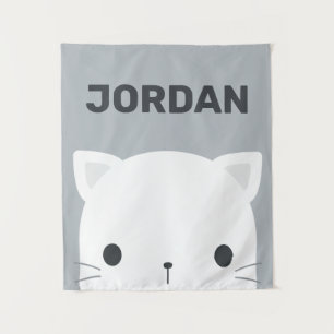 Niedliche kleine Katze mit Personalisiertem Namen  Wandteppich