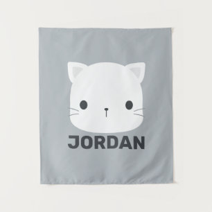 Niedliche kleine Katze mit Personalisiertem Namen Wandteppich