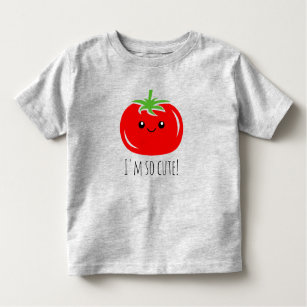 Niedliche kleine Kawaii-Tomatenfläche zeichne Kleinkind T-shirt
