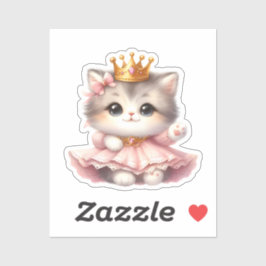 Niedliche kleine Kitten Princess Aufkleber