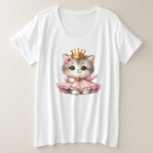 Niedliche kleine Kitten Princess Große Größe T-Shirt
