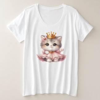 Niedliche kleine Kitten Princess Große Größe T-Shirt
