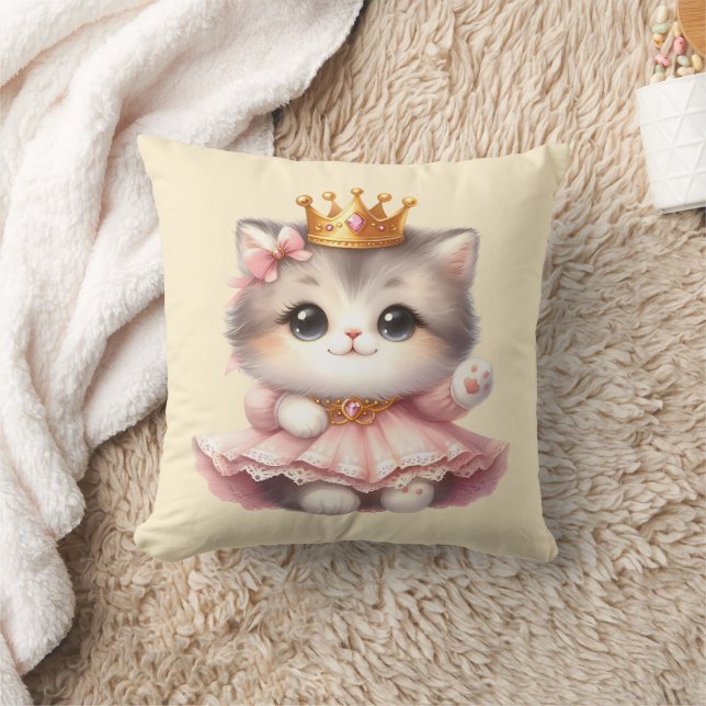 Niedliche kleine Kitten Princess Kissen (Decke)