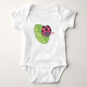 Niedliche kleine Ladybug auf Leaf Baby Girl Baby Strampler