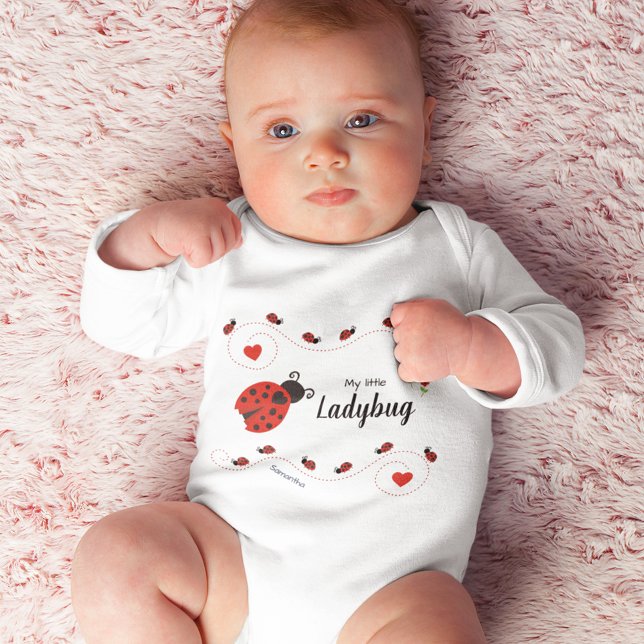 Niedliche kleine Ladybug rot und schwarz mit Namen Baby Strampler (Von Creator hochgeladen)
