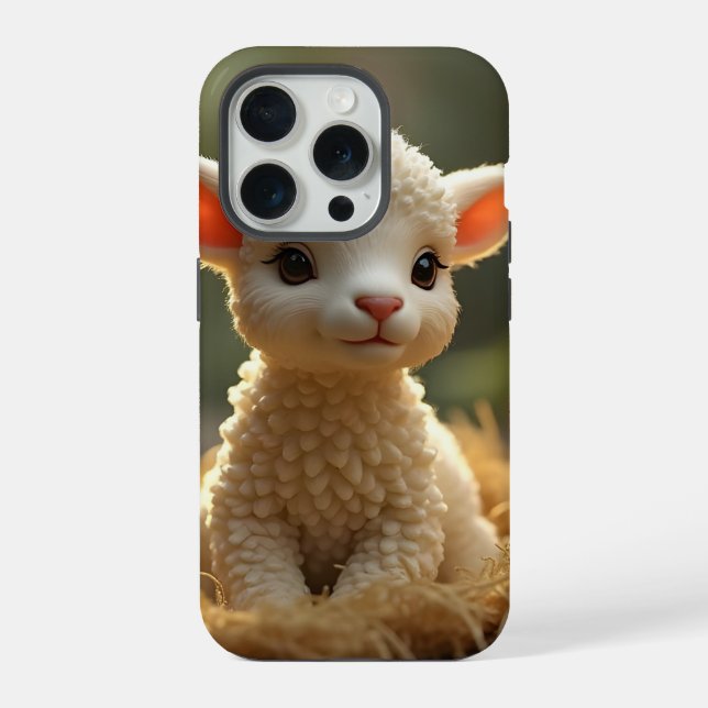 NIEDLICHE KLEINE LAMB IM MANGER iPhone HÜLLE (Rückseite)