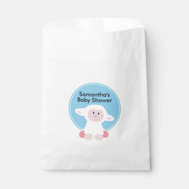 Niedliche Kleine Lamm Personalisiert Babydusche Geschenktütchen (Vorderseite)