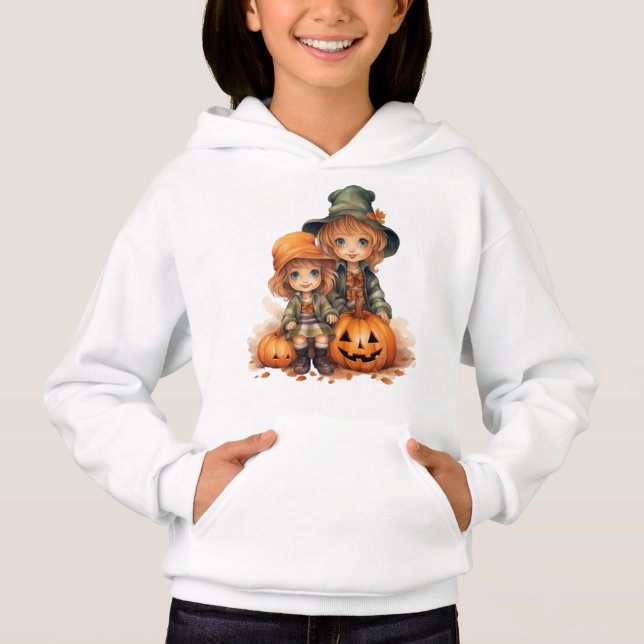 NIEDLICHE KLEINE MÄDCHEN IN HALLOWEEN KOSTEN HOODIE (Vorderseite)