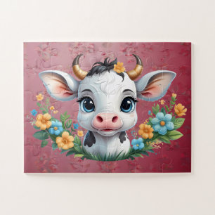 Niedliche kleine Mädchenkuhe in Blume Puzzle