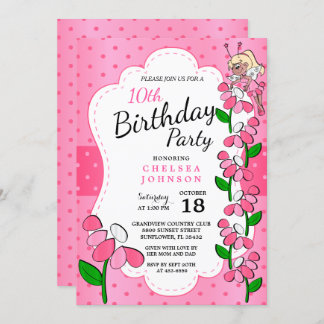 Niedliche kleine Märchenmädchen, 00. Geburtstagski Einladung