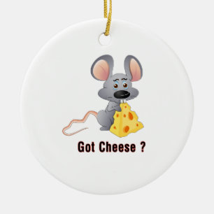Niedliche kleine Maus mit Käseschnack GOT KÄSE Keramik Ornament
