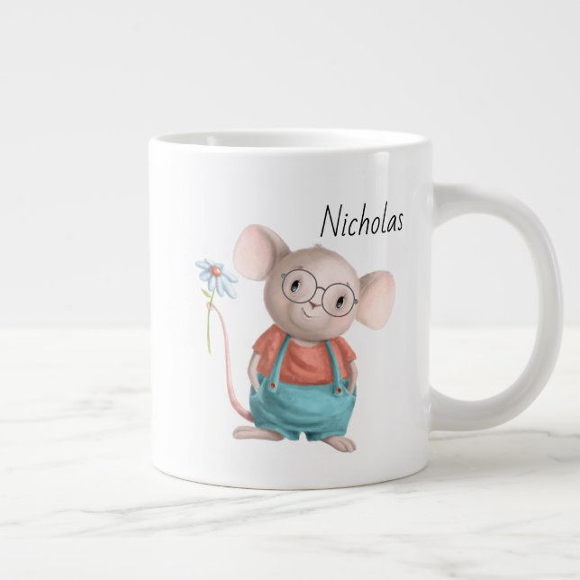 Niedliche kleine Maus Tier Cartoon Kaffeepause Tas Jumbo-Tasse (Rechts)