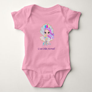 Niedliche kleine Meerjungfrau mit Regenbogen bunt Baby Strampler