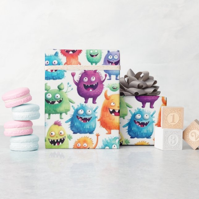 Niedliche kleine Monster 3 - Geschenkpapier (Babyparty)