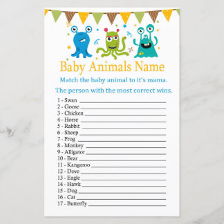 Niedliche kleine Monster Baby Animals Name Game