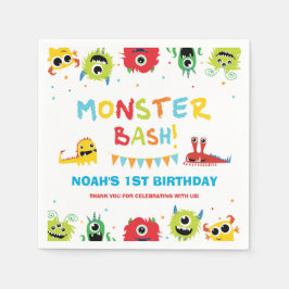 Niedliche kleine Monster Bash 1. Geburtstag Serviette