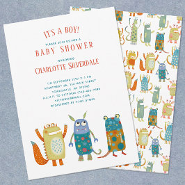 Niedliche Kleine Monster Es ist eine Baby-Dusche Einladung