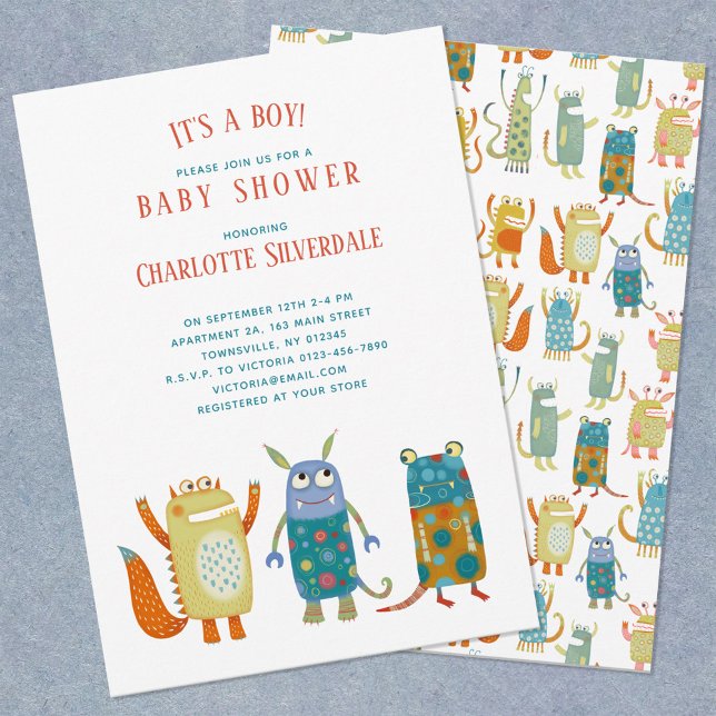 Niedliche Kleine Monster Es ist eine Baby-Dusche Einladung (Von Creator hochgeladen)