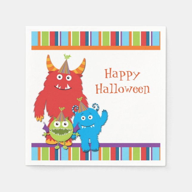 Niedliche Kleine Monster Geburtstagsparty Napkins Serviette (Vorderseite)