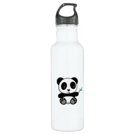 Niedliche kleine Panda mit einem Bambushecker Edelstahlflasche