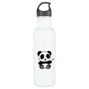 Niedliche kleine Panda mit einem Bambushecker Edelstahlflasche