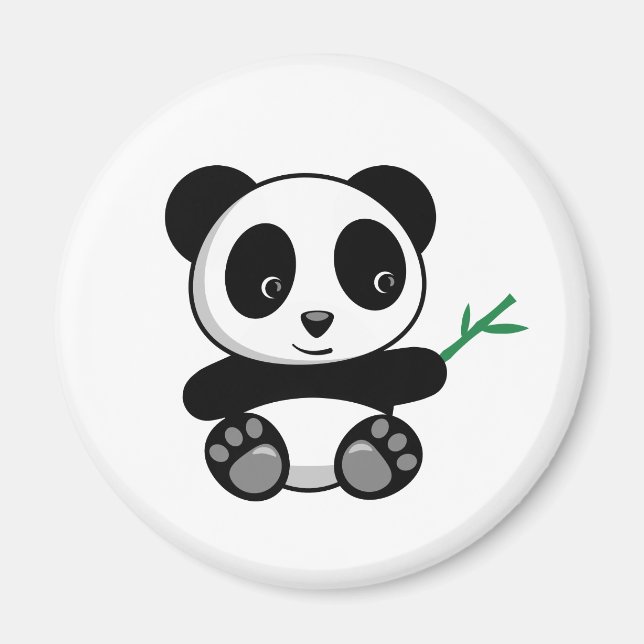 Niedliche kleine Panda mit einem Bambushecker Magnet (Vorne)