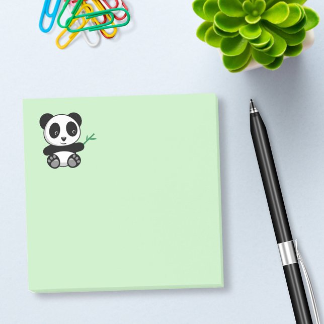 Niedliche kleine Panda mit einem Bambushecker Post-it Klebezettel (Von Creator hochgeladen)