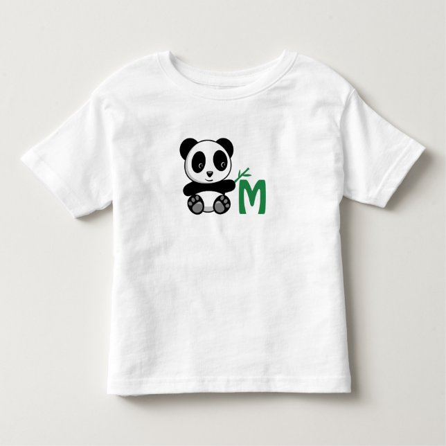 Niedliche kleine Panda mit einem Bambusklebemonogr Kleinkind T-shirt (Vorderseite)