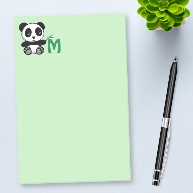 Niedliche kleine Panda mit einem Bambusklebemonogr Post-it Klebezettel (Von Creator hochgeladen)