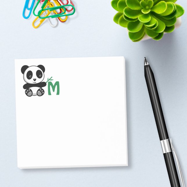 Niedliche kleine Panda mit einem Bambusklebemonogr Post-it Klebezettel (Von Creator hochgeladen)