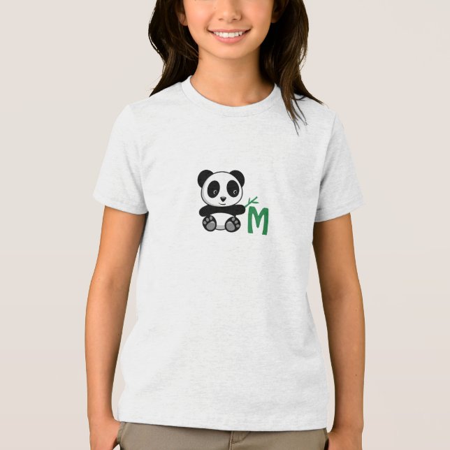 Niedliche kleine Panda mit einem Bambusklebemonogr Tri-Blend Shirt (Vorderseite)