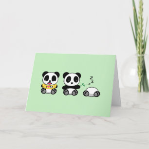 Niedliche kleine Pandas auf grüner Blank Karte