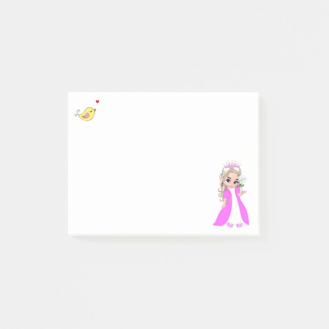 Niedliche kleine Prinzessin & Birdy Post-it-Noten Post-it Klebezettel (Vorderseite)