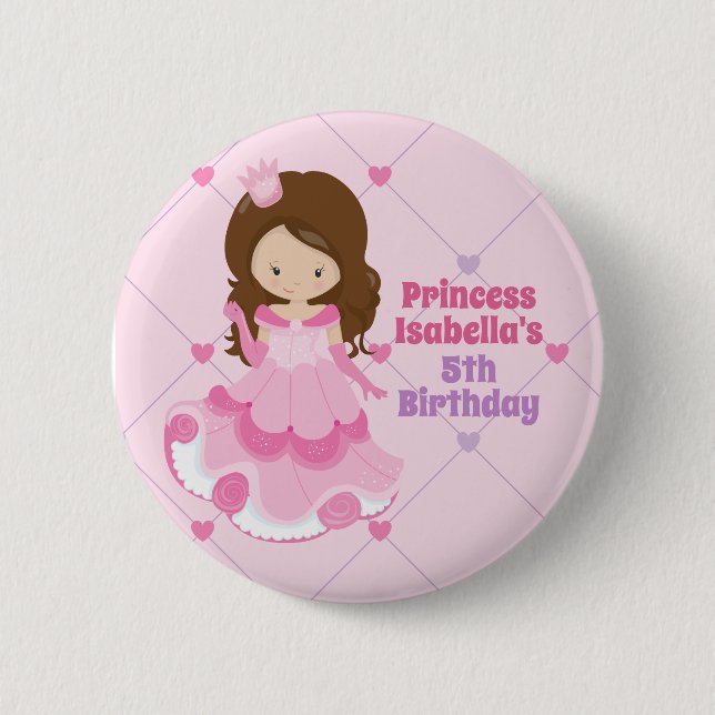 Niedliche kleine Prinzessin Geburtstagsparty Pink  Button (Vorderseite)