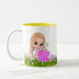 Niedliche kleine Prinzessin mit Blume Zweifarbige Tasse