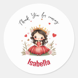 Niedliche kleine Prinzessin mit rotem Kleid Runder Aufkleber