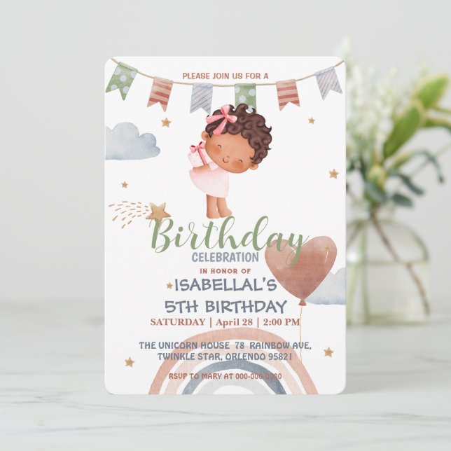 Niedliche kleine Prinzessin von Girls Balloon Gebu Einladung (Stehend Vorderseite)