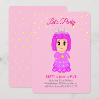 Niedliche kleine Prinzessinnen und Sterne auf hell Einladung