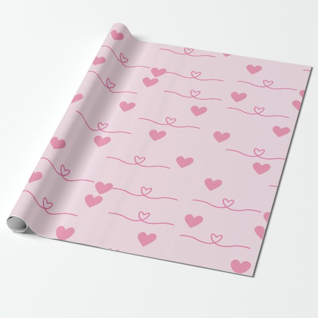 Niedliche kleine rosa Herzen Geschenkpapier (Ungerollt)