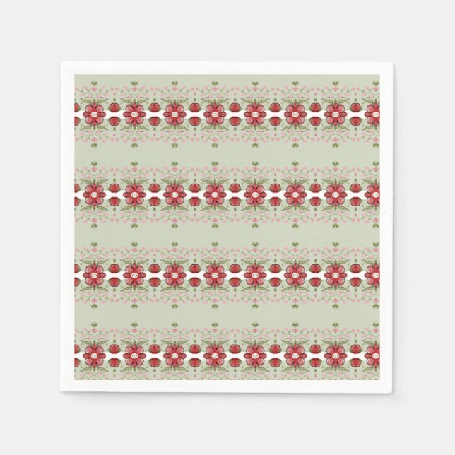 Niedliche, kleine rosa und rote Blütenpracht Serviette (Vorderseite)