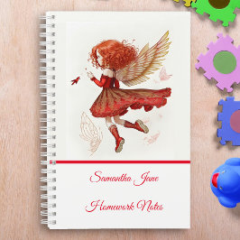 Niedliche kleine rote Fliegenfahne Girly Fantasy Notizbuch
