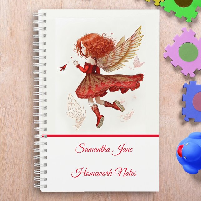 Niedliche kleine rote Fliegenfahne Girly Fantasy Notizbuch (Von Creator hochgeladen)