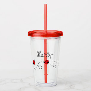 Niedliche kleine rote Ladybugs PERSONALISIERT Acryltrinkbecher