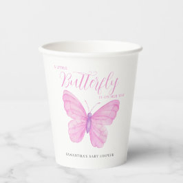 Niedliche Kleine Schmetterling Pink Girl Babydusch Pappbecher