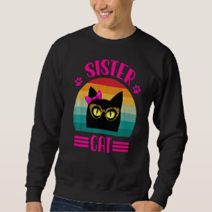 Niedliche kleine Schwester Katze mit Leopardenbril Sweatshirt