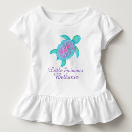 Niedliche kleine Schwimmermädchen Rosa Aquarellsch T-Shirt