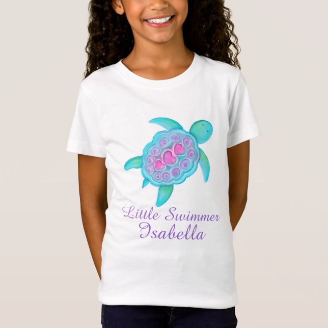 Niedliche kleine Schwimmermädchen zacken T-Shirt (Vorderseite)