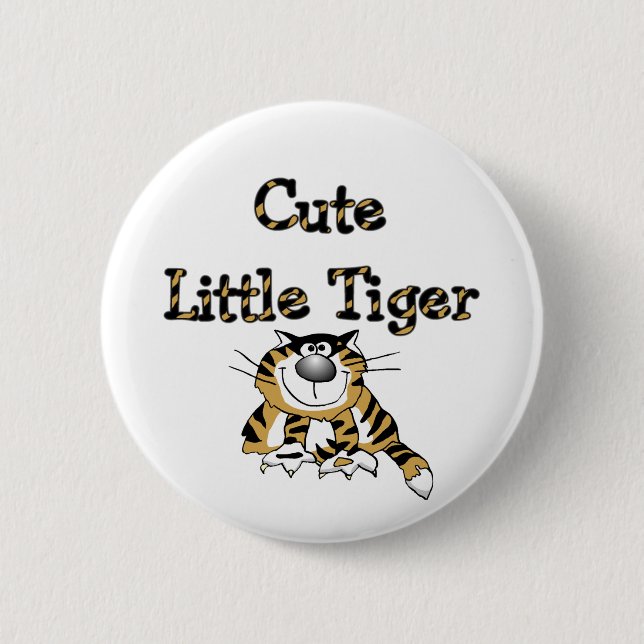 Niedliche kleine Tiger-T-Shirts und Geschenke Button (Vorderseite)