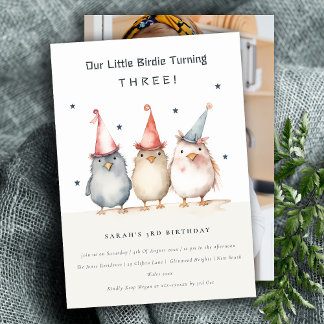 Niedliche kleine Vögel jeden Alters Kindergeburtst Einladung